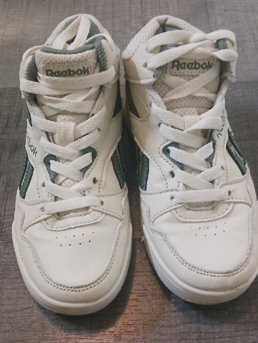 Reebok Kids White and Teal High-Top Sneakers